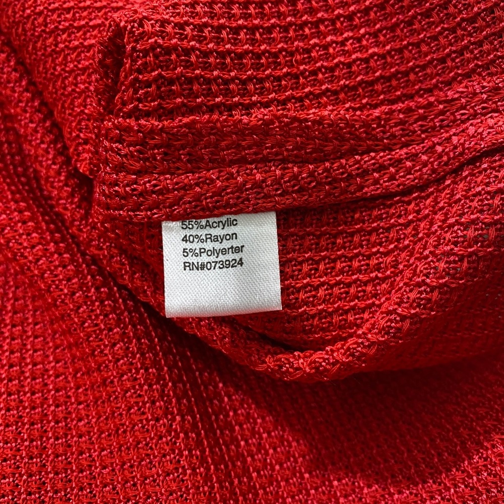Ming Wang Womens M (msrd) Red One Latch 3/4 Sleeve Cardigan Jacket Knit Contrast - Picture 10 of 11